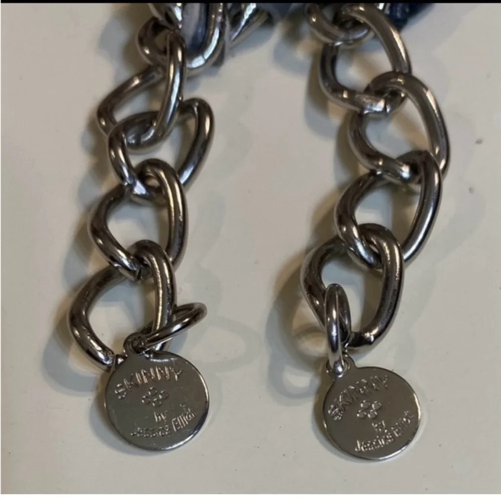J Elliot MENS set of 2 Silver  Curb Chain Black & Grey Leather Bracelets FIRM